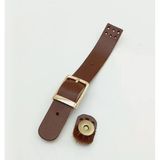Çanta Aksesuar 18x2,3 cm Kızıl Kahve Gerçek Deri Tokalı Çanta Kapağı Light Gold Metalli