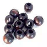 Çanta Aksesuar 22 Mm 10 Adet Ahşap Yuvarlak Boncuk Koyu Renk