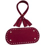 Çanta Aksesuar 25x12 Cm Suni Deri Nubuk Bordo Renk Taban Ve Pelikan Model Çanta Sapı Seti Gümüş Metalli