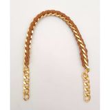 Çanta Aksesuar 40 cm Derili Zincir Taba Renk Light Gold Metalli