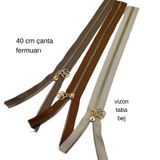 Çanta Aksesuar 40 Cm Fermuar Set Light Gold Metal Taba, Bej, Vizon Renk