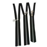 Çanta Aksesuar Başlıklı Fermuar Set 30 Cm Gümüş Metal Siyah 3 Adet