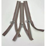 Çanta Aksesuar Başlıklı Fermuar Set 30 Cm Gümüş Metal Vizon 3 Adet