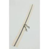 Çanta Aksesuar Çift Başlı Krem Fermuar Gümüş Metal 40 Cm