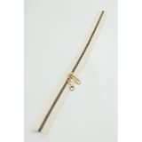 Çanta Aksesuar Çift Başlı Krem Fermuar Light Gold Metal 40 Cm
