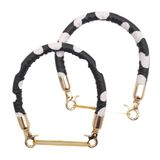 Çanta Aksesuar Çift Kısa Kordon Çanta Sapı Siyah Beyaz Leopar Light Gold Metalli