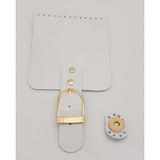 Çanta Aksesuar Gerçek Deri 21X11 Cm Beyaz Renk Çanta Kapağı Light Gold Metalli
