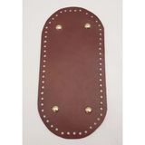 Çanta Aksesuar Gerçek Deri Kızıl Kahve 25X12 cm Oval Light Gold Metalli Çanta Tabanı