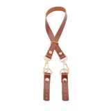 Çanta Aksesuar Kızıl Kahve Renk 60x1.5 cm Gerçek Deri Çanta Sapı Light Gold Metalli