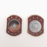 Çanta Aksesuar Kızıl Kahve Renk Gerçek Derili Oval Kenar Mıknatıslı Çıtçıt Gümüş Metalli