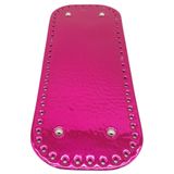 Çanta Aksesuar Parlak Rugan Deri 32x12 cm Dikdörtgen Çanta Tabanı Fuşya Renk Gümüş Metalli