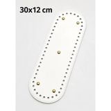 Çanta Aksesuar Suni Deri 30x12 Cm Oval Çanta Tabanı Beyaz Renk Light Gold Aparatlı