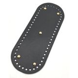 Çanta Aksesuar Suni Deri 30x12 cm Oval Çanta Tabanı Koyu Gri Renk Light Gold Aparatlı