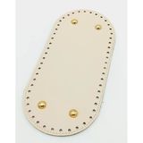 Çanta Aksesuar Suni Deri Krem Renk 25X12 cm Oval Çanta Tabanı (Light Gold Aparatlı)