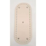 Çanta Aksesuar Suni Deri Krem Renk 30X12 cm Oval Çanta Tabanı (Gümüş Aparatlı)