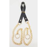 Çanta Aksesuar Tek Kat Gerçek Deri 2 cm Siyah Light Gold Zincirli Çanta Sapı