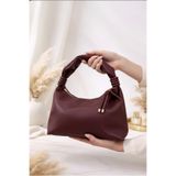 ÇANTA Bordo Luna Hobo Pebble Velvet Omuz Ve El Çantası