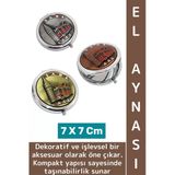 Çanta Cep Boy Dekoratif Hediyelik Çok Şık Estetik Kabartmalı İstanbul Motifli Metal El Aynası 7 Cm