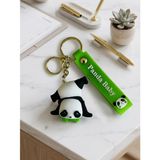Çanta Sırt Çanta Süsü 3D Anahtarlık Sevimli Bebek Panda Figür | Çanta Aksesuarı, Sırt Çantası Süsü, Altın Rengi Halka, Bambu Detaylı, Silikon Figür