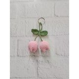 Çanta Süsü Pembe Renk Lale Amigurumi Organik Anahtarlık Oyuncak
