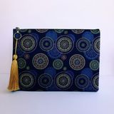 Çanta Tasarımcısı Clutch Çanta Otantik Mavi Desen - Antrasit - Mavi