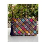 çanta tasarımcısı Etnik Mor Clutch Çanta Mor 31 cm
