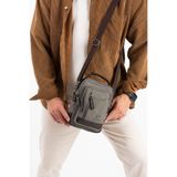 Çanta Trend Boy 22 En 16cm Mega Erkek Gri Kahve Kanvas El Çapraz Omuz Askılı Çanta