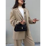 Çanta Trend *** Luna Model Süet Siyah Kadın El ve Omuz Çantası