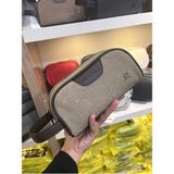 Çanta Trend M 433 Kanvas El / Clutch / Makyaj / Tıraş Çantası Gri-Kahverengi