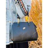 Çanta Trend Miami Polo Club Gold Aksesuar Detaylı Kadın El Omuz Çantası - 008 - Black