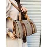 Çanta Trend Silindir Model Büyük Boy Kapitone El Omuz Çantası - Vizon