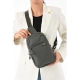 Çanta Trend Unisex Suya Dayanıklı Çapraz Askılı Çok Gözlü Fermuarlı Bel ve Göğüs Çantası Bodybag - Koyu Gri