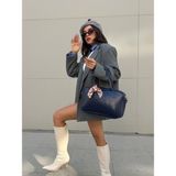 Çanta Trend *** Vintage Model Lacivert Kadın El ve Omuz Çantası
