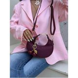 Çanta Trend Wanda Model Süet Bordo Charm Hediyeli Kadın El ve Omuz Çantası