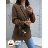 Çanta Trend Wanda Model Süet Haki Charm Hediyeli Kadın El ve Omuz Çantası