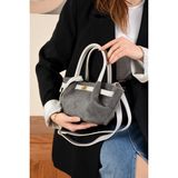 Çanta Trend Yeni Sezon Kilit Detaylı Süet-Nubuk Mini Çanta - Gri