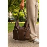 Çanta Trend Yumuşak Suni Deri Kahverengi El Omuz ve Sırt Kullanımına Uygun Kadın Çanta 34*39 cm - 34 x 39 cm - Acı Kahve