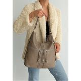 Çanta Trend Yumuşak Suni Deri Koyu Vizon El Omuz ve Sırt Kullanımına Uygun Kadın Çanta 34*39 cm - 34 x 39 cm