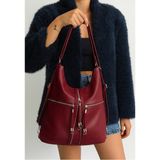 Çanta Trend Yumuşak Suni Deri Vişne El Omuz ve Sırt Kullanımına Uygun Kadın Çanta 34*39 cm - 34 x 39 cm - Bordo