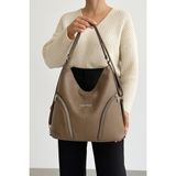 Çanta Trend Yumuşak Suni Deri Vizon El Omuz ve Sırt Kullanımına Uygun Kadın Çanta 34*39 cm - 34 x 39 cm - Koyu Vizon
