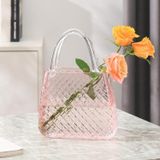 Çanta Vazo Cam Çiçek Vazosu Dekoratif Pembe Vazo Büyük Boy Oval Model 1,5kg Glass Bag Vase