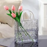 Çanta Vazo Köşeli Model Cam Çiçek Vazosu Dekoratif Antrasit Vazo Büyük Boy Glass Bag Vase