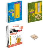Çanta Yayınları Lgs 8. Sınıf Matematik Fen Bilimleri ve Türkçe Kazandıran Defter 3lü Set + Telefon Tutucu