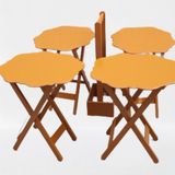 Canta Zigon 90087 Sehpa Yonca Tk Dortlu Model Ahsap Mdf Hardal Renk Uyum El Yapim