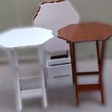 Canta Zigon 90092 Sehpa Yonca Model Ahsap Mdf Ceviz Ve Beyaz Renk Uyum El Yapim