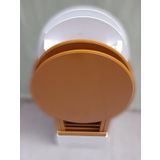 Çanta Zigon 90129 Sehpa Oval Dörtlü Ahşap Mdf Beyaz Ve Hardal Renk Uyumu El Yapı