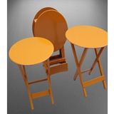 Çanta Zigon 90130 Sehpa Oval Dörtlü Model Ahşap Mdf Hardal Renk Uyum El Yapımı
