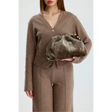 Çantacımstore Kadın Büzgülü Çanta Vizon Peluş Kürklü (Charm Boncuk Dahil Değildir)