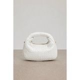Çantacımstore Kadın Mini Clutch Örgülü El Çantası Beyaz 911
