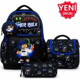 Çantaland 4’lü Set, Erkek Çocuk Desenli Ilkokul Okul Çantası + Beslenme Çantası + Kalemlik + Silgilik - Tek Adet - Mavi